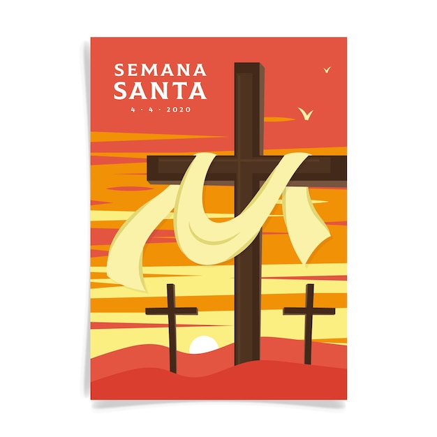 Vettore gratuito manifesto di semana santa illustrato