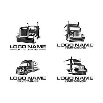 Semi truck logo set designs logo template vector