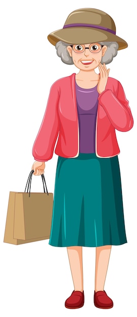 Free vector senior woman holding shopping bag