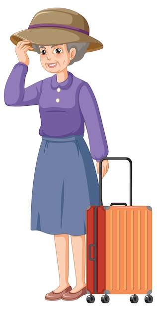Бесплатное векторное изображение Старшая женщина с багажом