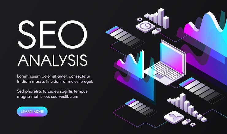 Free Vector seo analysis illustration of search engine optimization in digital marketing. 