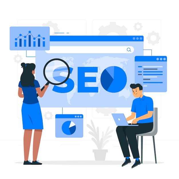 Vettore gratuito illustrazione del concetto di analisi seo