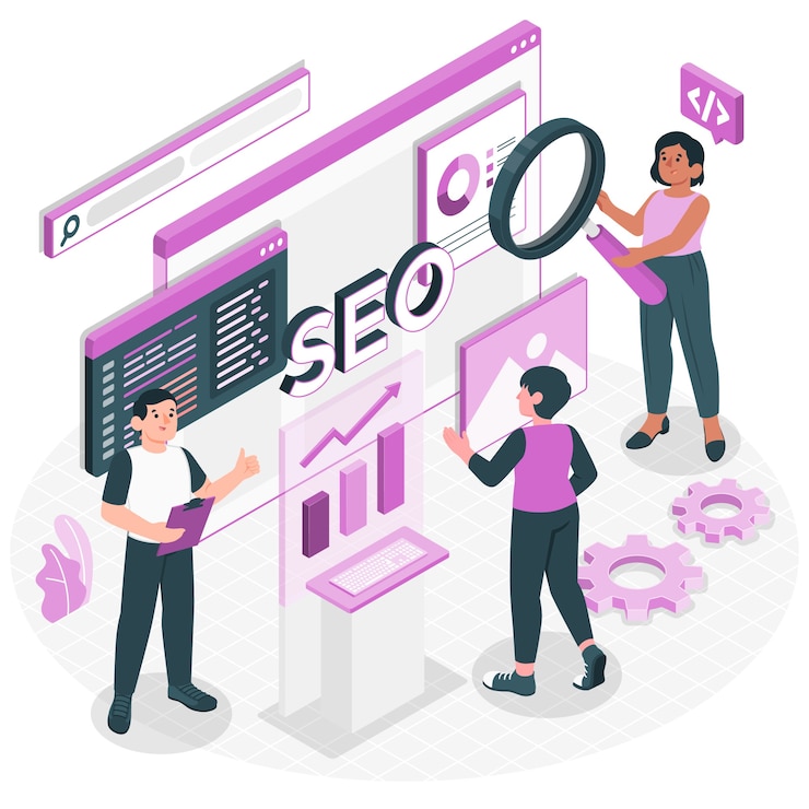 Free Vector seo analytics team concept illustration