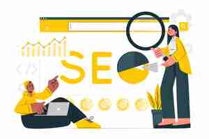 Бесплатное векторное изображение Иллюстрация концепции команды seo-аналитики