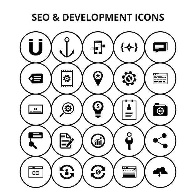 無料ベクター seoと開発アイコン