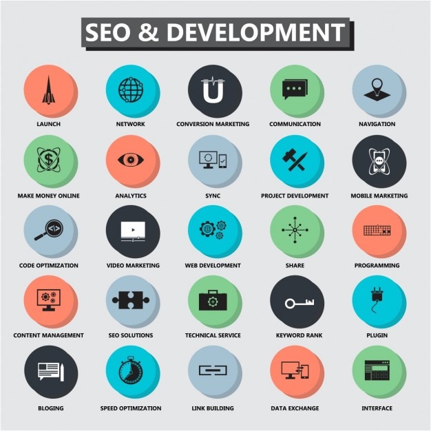 Free vector seo and development icons