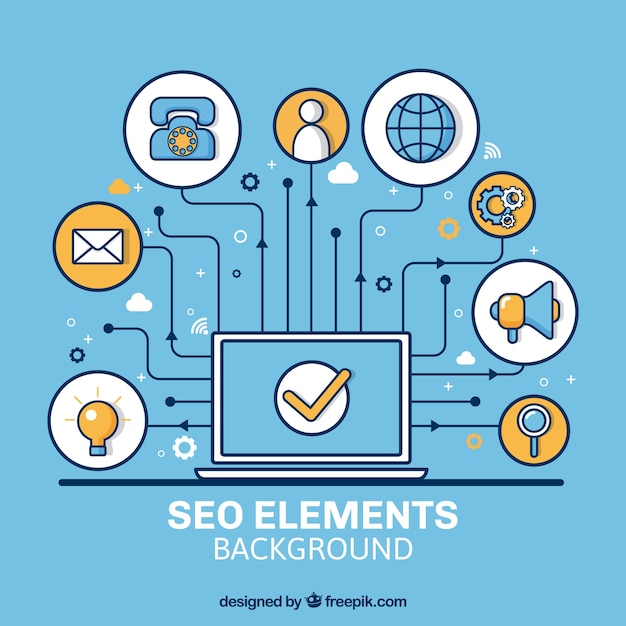 Seo elements background in flat style