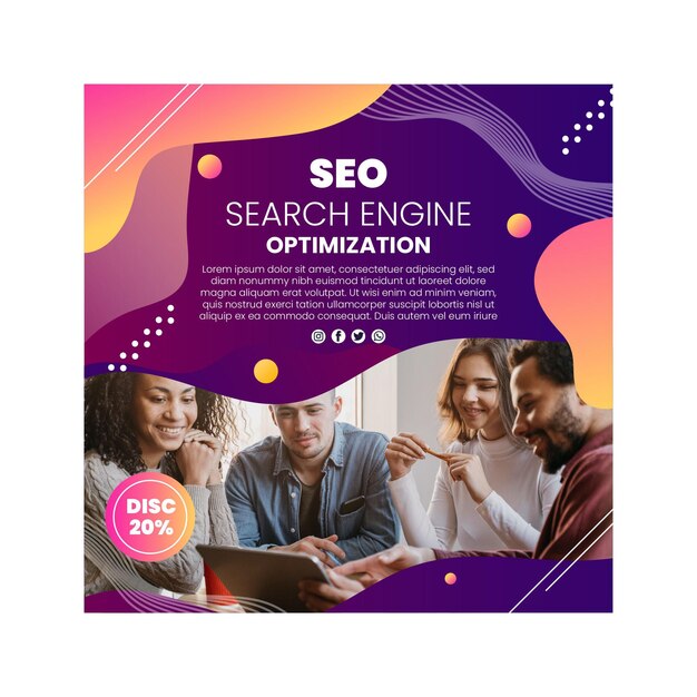 Free vector seo flyer square template design