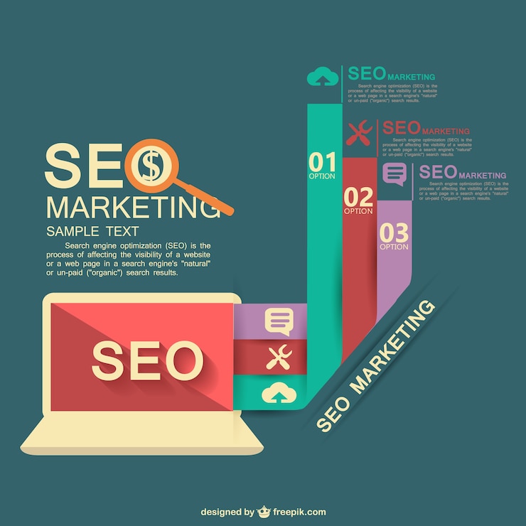 무료 Vector 차트와 seo infographic