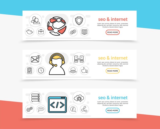 SEO и интернет горизонтальные баннеры