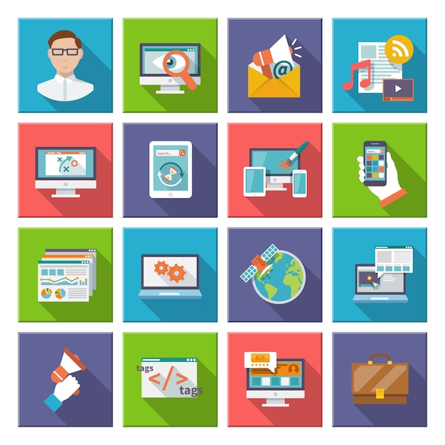 Seo internet marketing flat icon