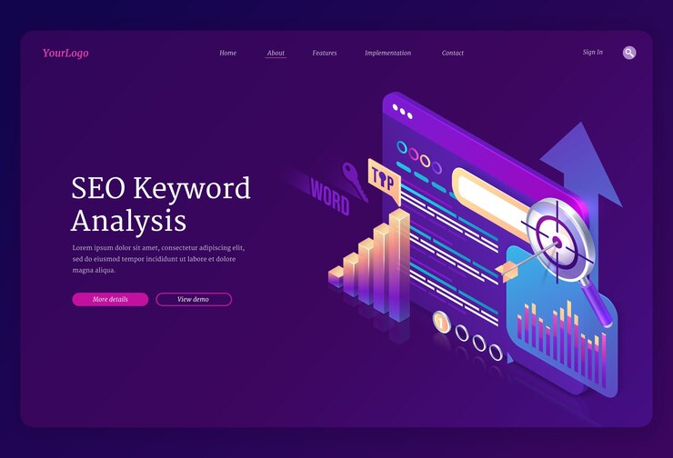 Free Vector seo keyword analysis landing page template