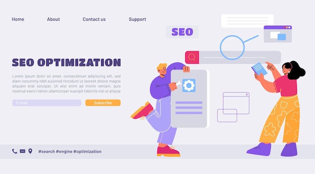 Free vector seo optimization landing page internet marketing