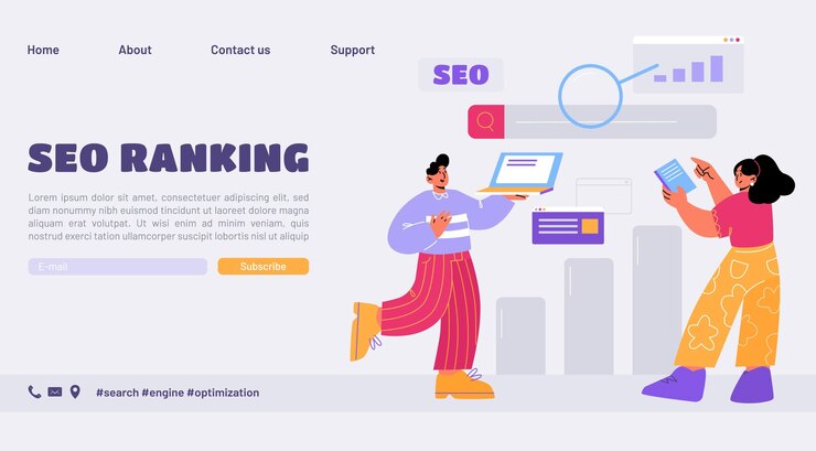Free Vector seo ranking landing page internet marketing tech