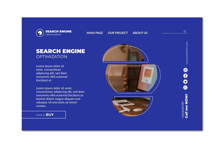 Бесплатный Вектор seo шаблон целевой страницы виртуального контента