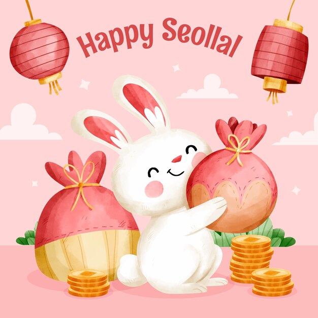 Seollal festival celebration illustration