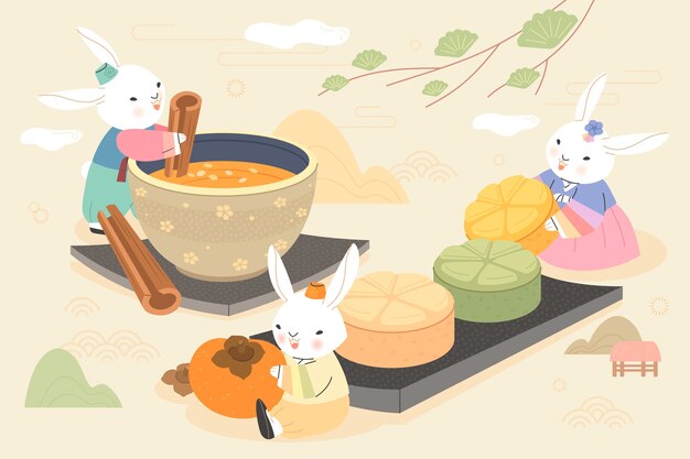 Seollal festival celebration illustration