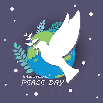 21 сентября, день международного мира. иллюстрация концепции настоящего ... Знак Мира Во Всем Мире