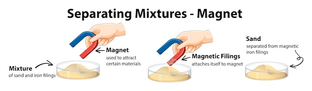 Free vector separating mixtures by using magnet