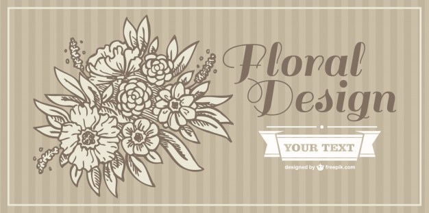 Free vector sepia flowers invitation card