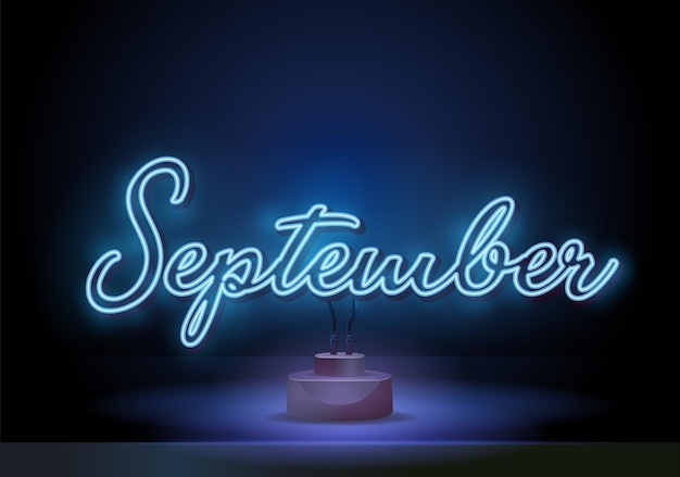 Сентябрь неоновая вывеска неоновый символ типография для баннеров значки открытка неоновый символ на сентябрь месяц