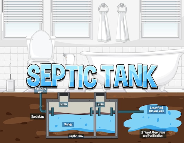 Free vector septic tank system diagram