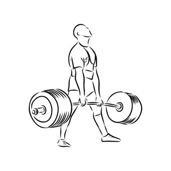 デッド​リフト​運動​を​している​重量挙げ​選手​の​シーケンス​。​手描き​の​ベクトル図​。