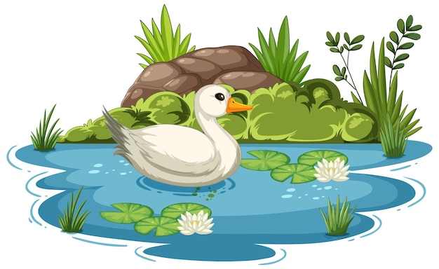 Free vector serene duck pond vector illustration