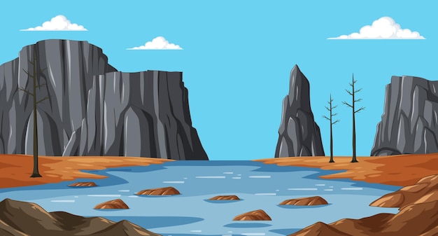 Free vector serene mountain lake landscape