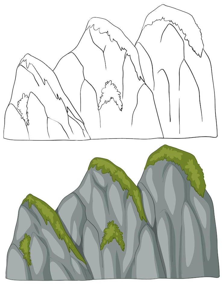 Free Vector serene mountain peaks vector illustration