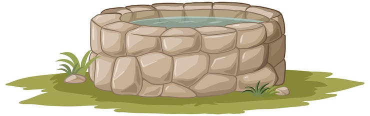 Free Vector serene stone well in nature