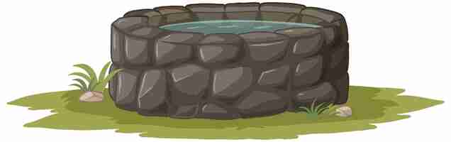 Free vector serene stone well in nature