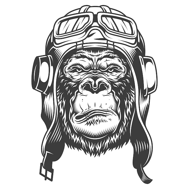 Serious gorilla in monochrome style