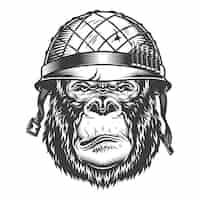 Free vector serious gorilla in monochrome style