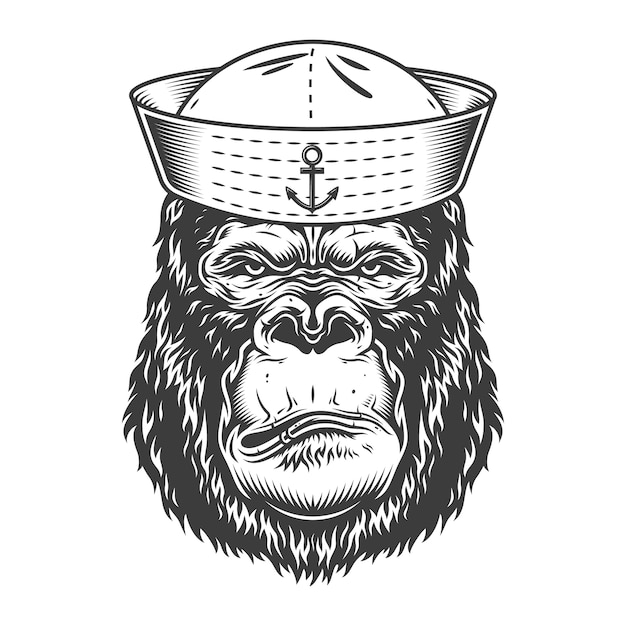 Serious gorilla in monochrome style