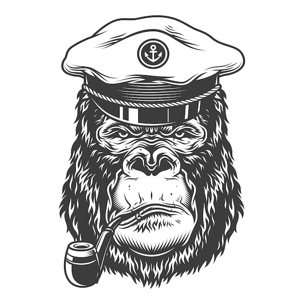 Free vector serious gorilla in monochrome style