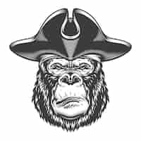 Free vector serious gorilla in monochrome style