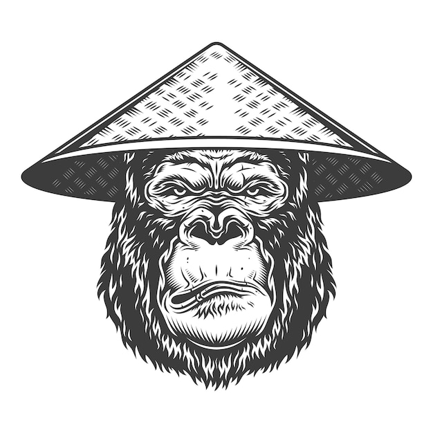 Serious gorilla in monochrome style