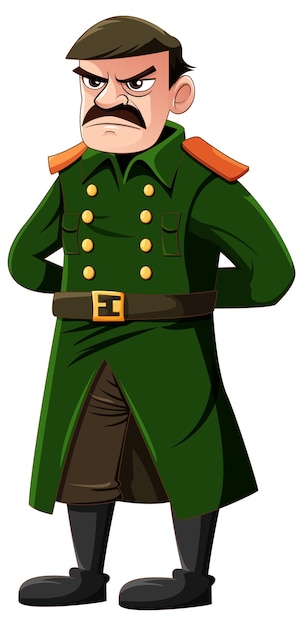 Free vector serious military officer with grumpy expression