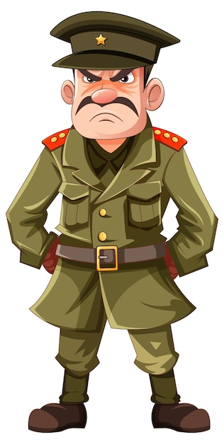 Free vector serious military officer with grumpy expression