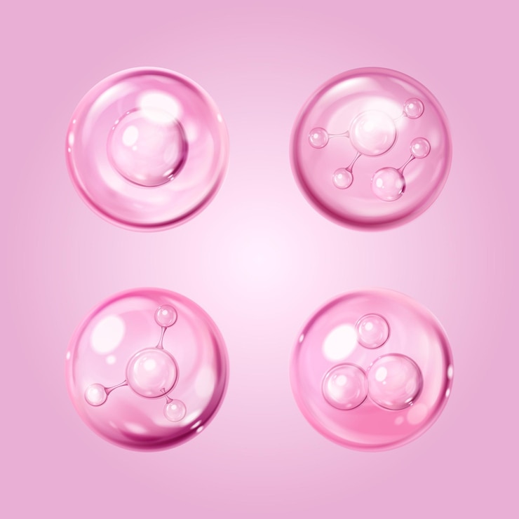 Free Vector serum drops set with molecule structure