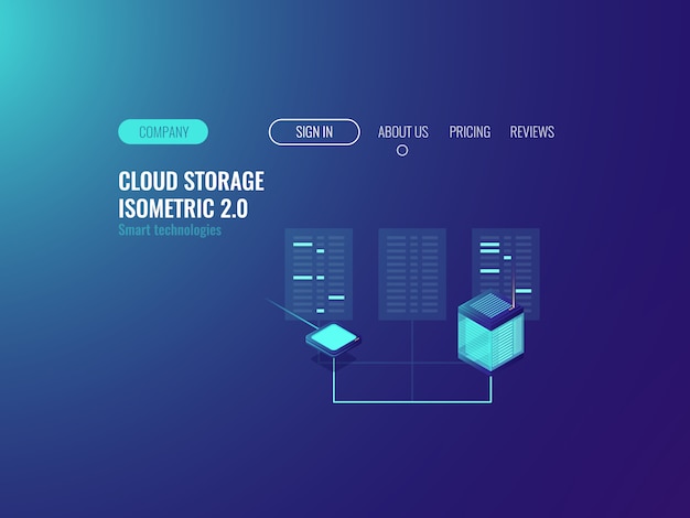 Бесплатное векторное изображение Баннер серверной комнаты, технология proxy vpn, дата-центр облачных центров обработки данных, концепция блокчлин