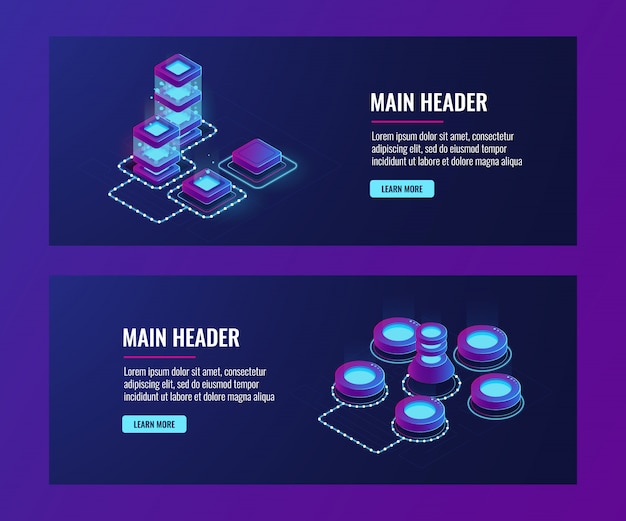 Free vector server room, big computer network, networking, connection, big data storage and processing