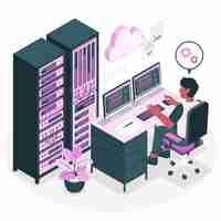 Free vector server room concept illustration