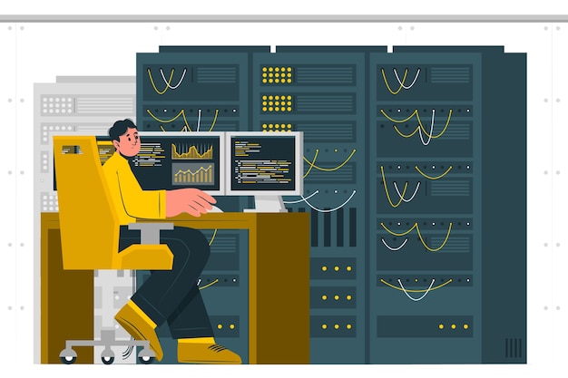 Free vector server room concept illustration