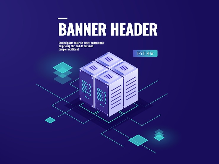 Free Vector server room isometric icon, big data processing, data warehouse, cloud storage technology