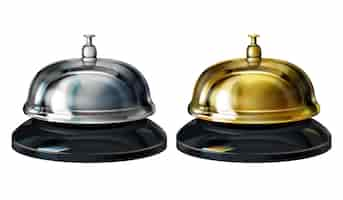 Free vector service bells illustration of realistic 3d hotel concierge service or office reception gold