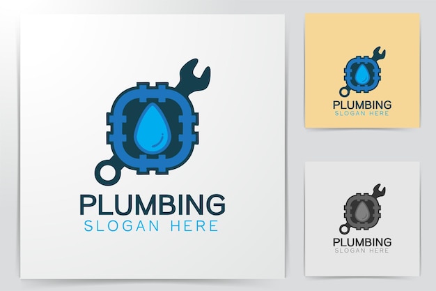 Free vector service tool, pipe, water drop plumbing logo designs inspiration isolated on white background