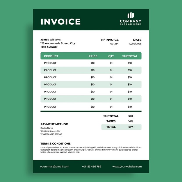 Services  invoice template design