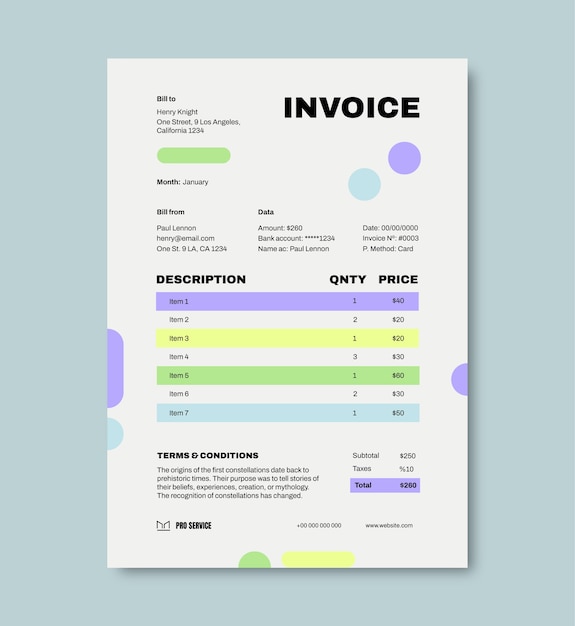 Free vector services  invoice template design